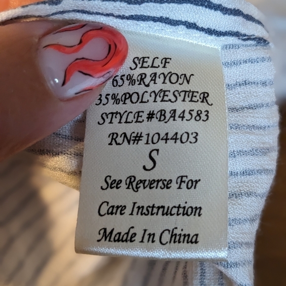 Blu Pepper beach vacation cover up STRIPE SIDE SLITS Delicate Flow Sz Small - Picture 12 of 13